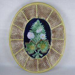 Adams & Bromley Majolica Wicker, Fern & Floral Platter - SOLD